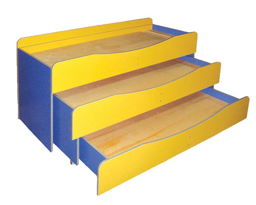 Ліжко дитяче 3-х ярусне без матрацу, боковини та спинки з ламінованої ДСП,(ТОВ ‘’АЛМАНТ’’),1491х649(1848)х868 мм.